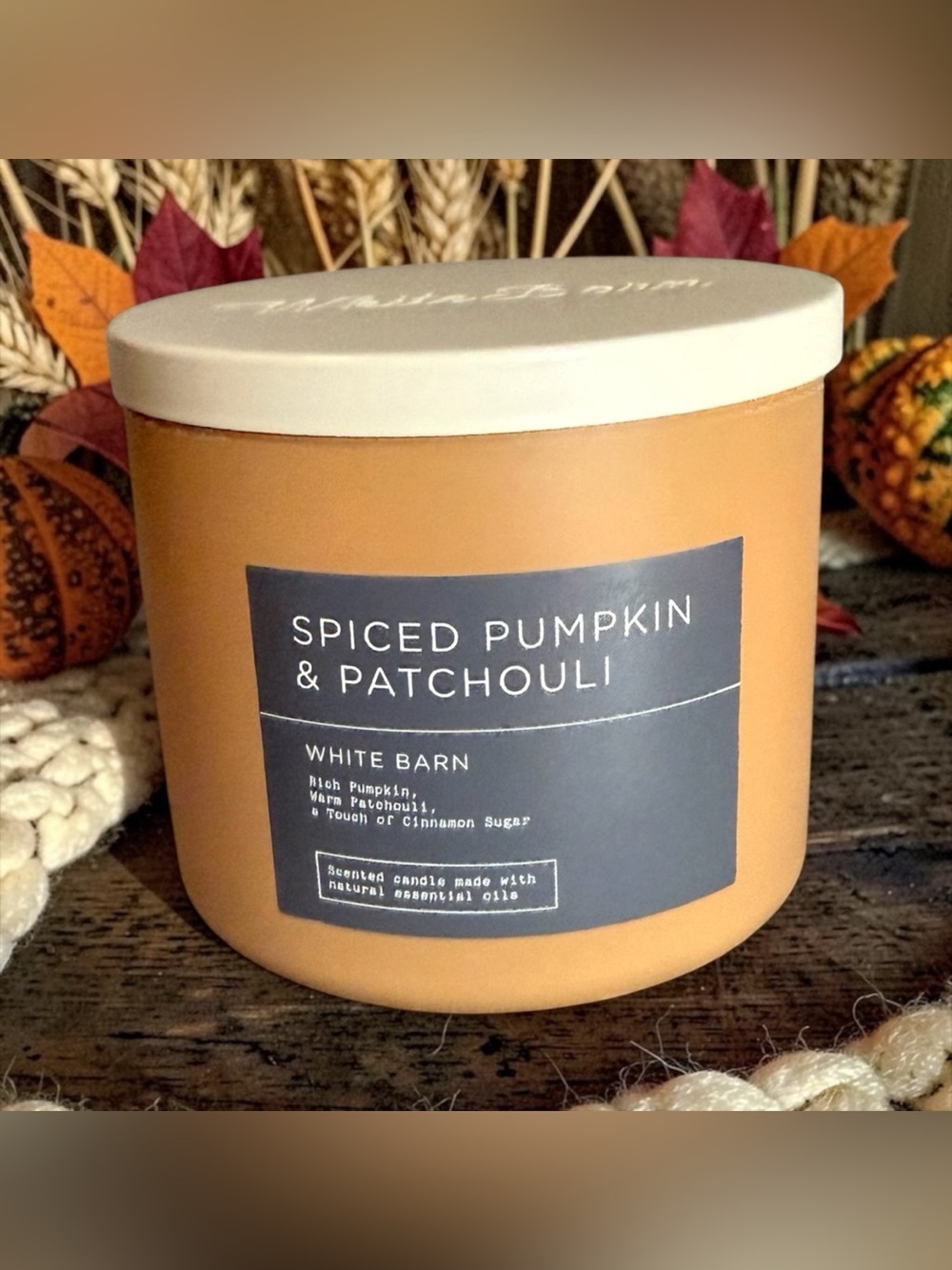 🎃WHITE BARN🎃Spiced Pumpkin & Patchouli 3-Wick Candle/NWT